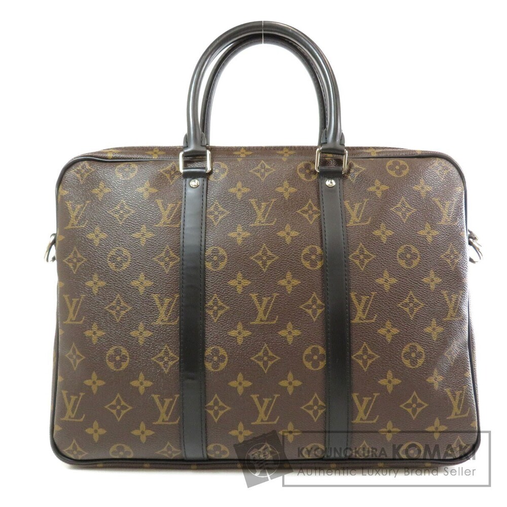 Louis Vuitton Porte Documents Voyage Bag Canvas Briefcase Macassar Brown